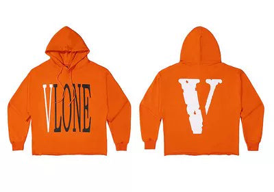 Vlone Classic Logo Graphic Hoodie - Orange/Black Hover Image