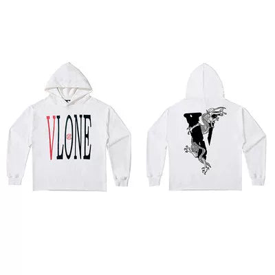 Vlone Dragon Graphic Hoodie - White/Black Hover Image