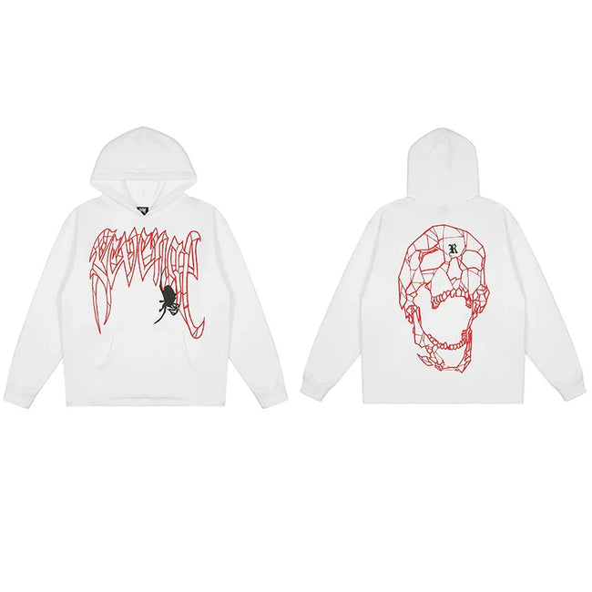 Revenge White Geometric Spider Skull Arch Logo Pullover Hoodie Hover Image