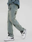 Vlone All-Over "V" Logo Graphic Denim Jeans - Light Wash/Black