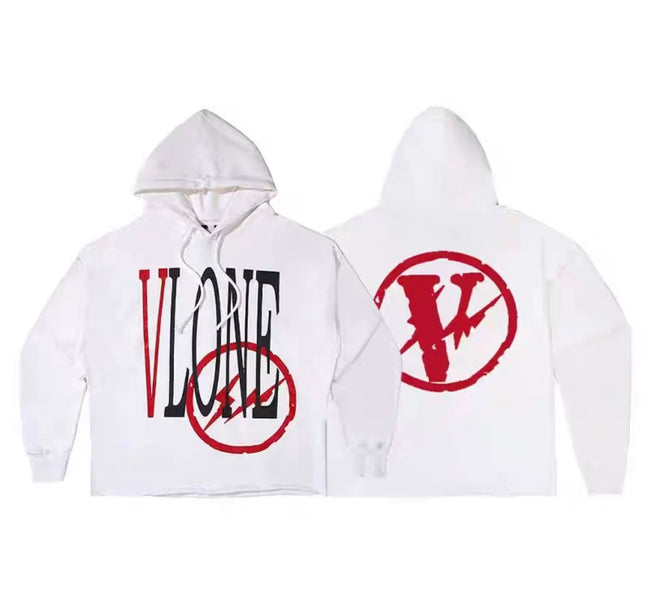 Vlone Circle Lightning Graphic Hoodie - White/Red Hover Image