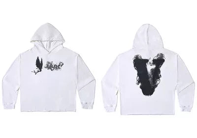Vlone Dove & Marble "V" Graphic Hoodie - White/Black Hover Image
