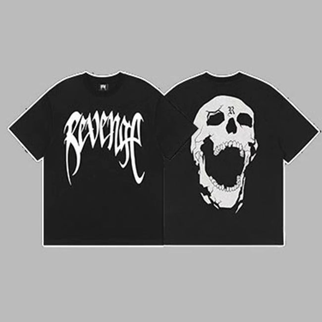 Revenge Arch Logo & Skull Graphic Short Sleeve T-Shirt Black Hover Image