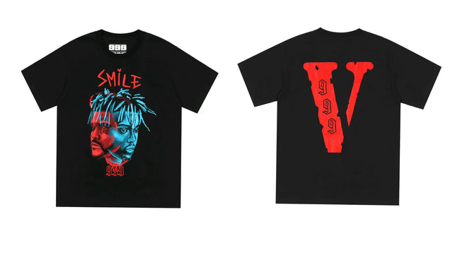 Vlone x Juice WRLD "999" Portrait Graphic T-Shirt - Black/Red Hover Image