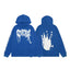 Revenge Classic Hand Graphic Pullover Hoodie blue