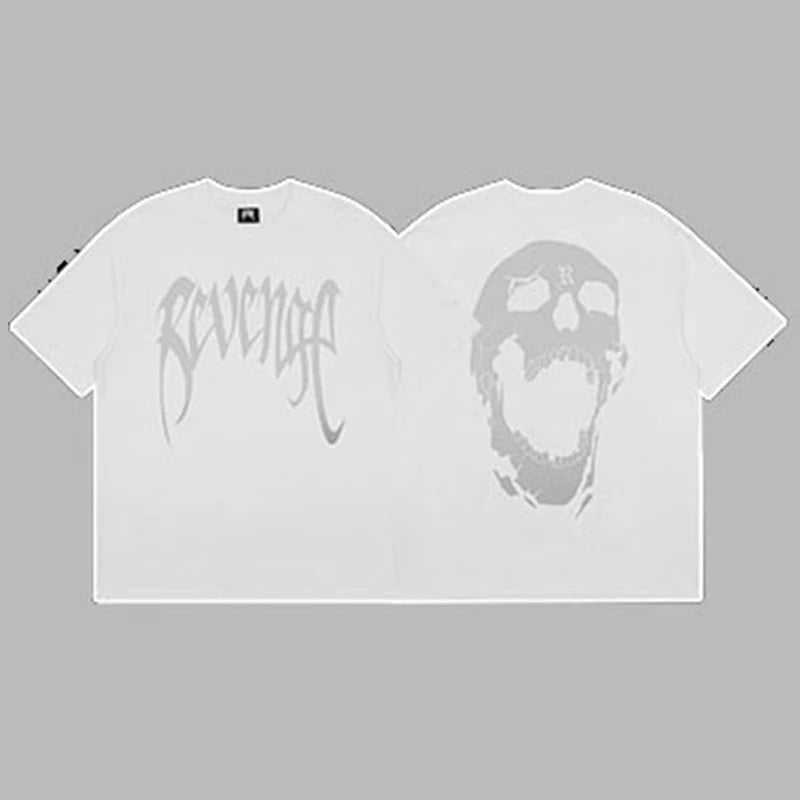 Revenge Arch Logo & Skull Graphic Short Sleeve T-Shirt White