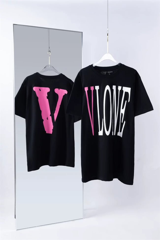 Vlone Classic Logo Graphic T-Shirt - Black/Pink Hover Image