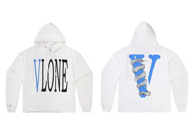 Vlone Snake Graphic Hoodie - White/Blue Hover Image