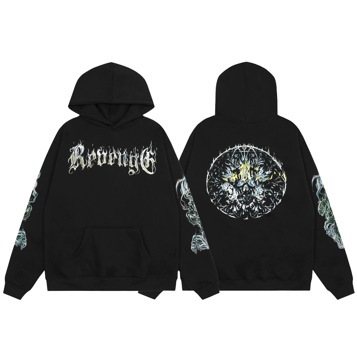 Revenge Black Dark Gothic Circle Arch Logo Pullover Hoodie
