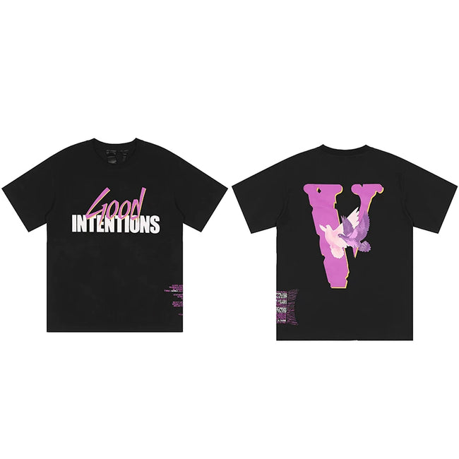 Vlone x Nav "Good Intentions" Graphic T-Shirt - Black/Pink Hover Image