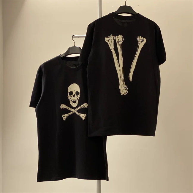Vlone Skeleton Bones Graphic T-Shirt - Black Hover Image