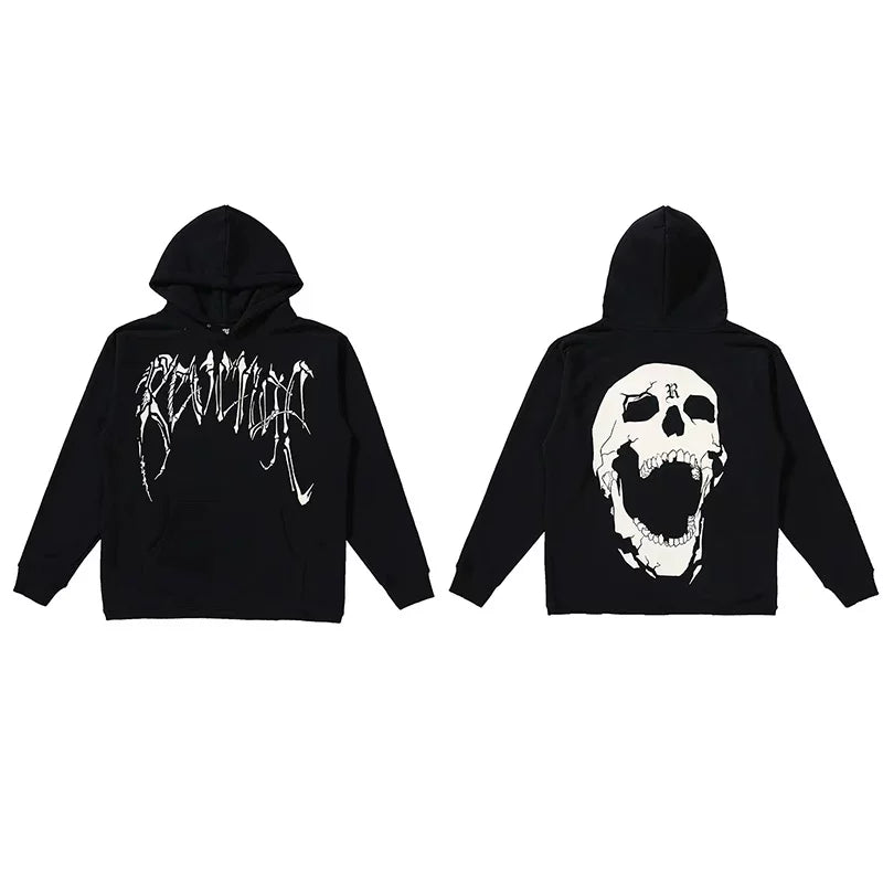 Revenge Screaming Skull Arch Logo Pullover Hoodie black