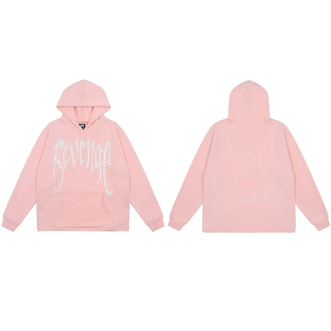 Revenge x Playboy Rhinestone / Outline Bunny Arch Logo Pullover Hoodie Pink Hover Image