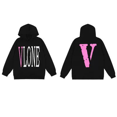 Vlone Classic Logo Graphic Hoodie - Black/Pink Hover Image