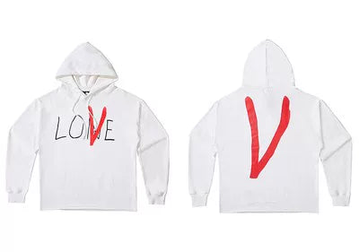 Vlone Hand-Drawn Logo Graphic Hoodie - White/Red Hover Image