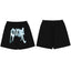 Revenge Ice Blue Skeleton Gothic Logo Mesh Shorts - Black