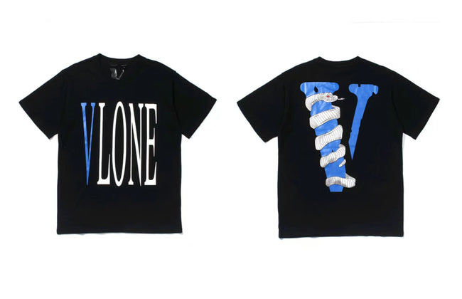 Vlone Serpent Graphic T-Shirt - Black/Blue Hover Image