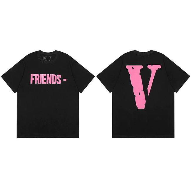 Vlone "FRIENDS-" Graphic T-Shirt - Black/Pink Hover Image