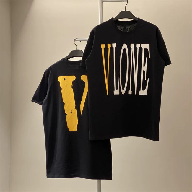 Vlone Classic Logo Graphic T-Shirt - Black/Orange Hover Image
