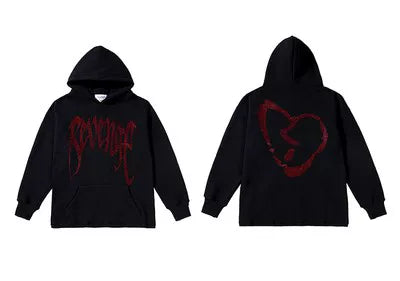 Vlone x Revenge Collaboration Graphic Hoodie - Black/Red Hover Image
