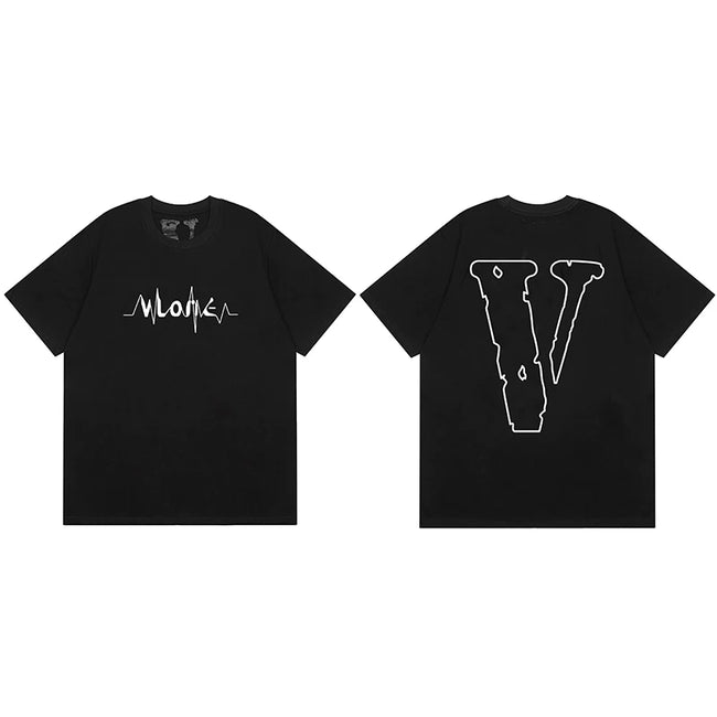Vlone Outline Pulse Wave Graphic T-Shirt - Black Hover Image
