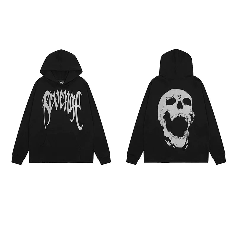 Revenge Black Screaming Skull Arch Logo Pullover Hoodie