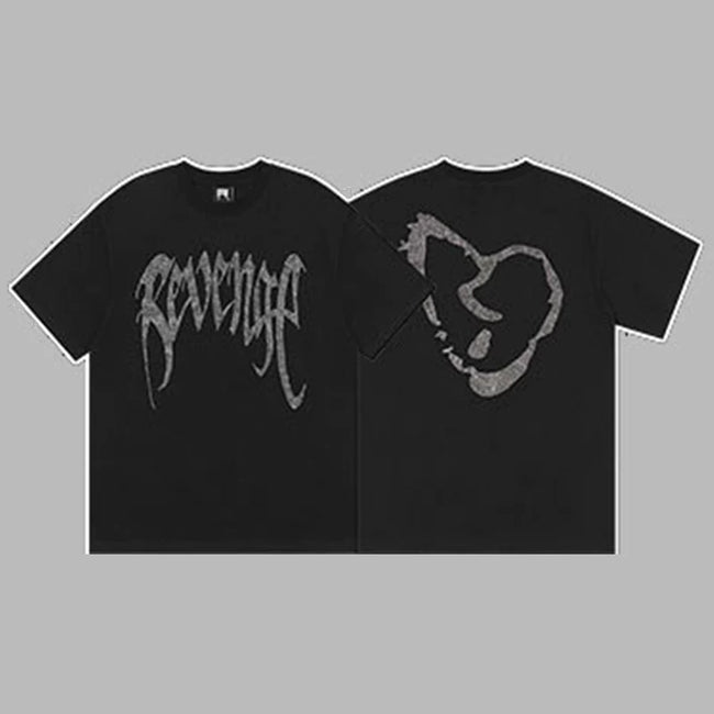 Revenge Arch Logo & Heart Outline Graphic Short Sleeve T-Shirt Black Hover Image