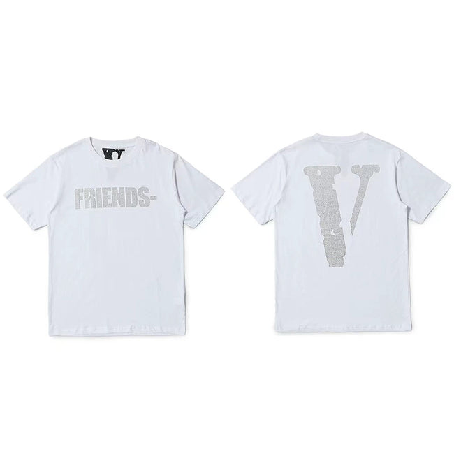 Vlone All-Over Text Grid "FRIENDS-" Graphic T-Shirt - White Hover Image