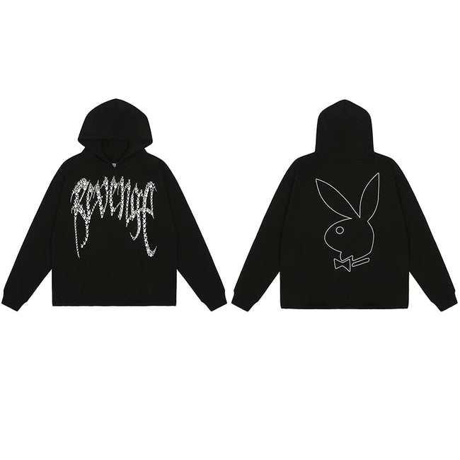 Revenge x Playboy Rhinestone / Outline Bunny Arch Logo Pullover Hoodie Black Hover Image