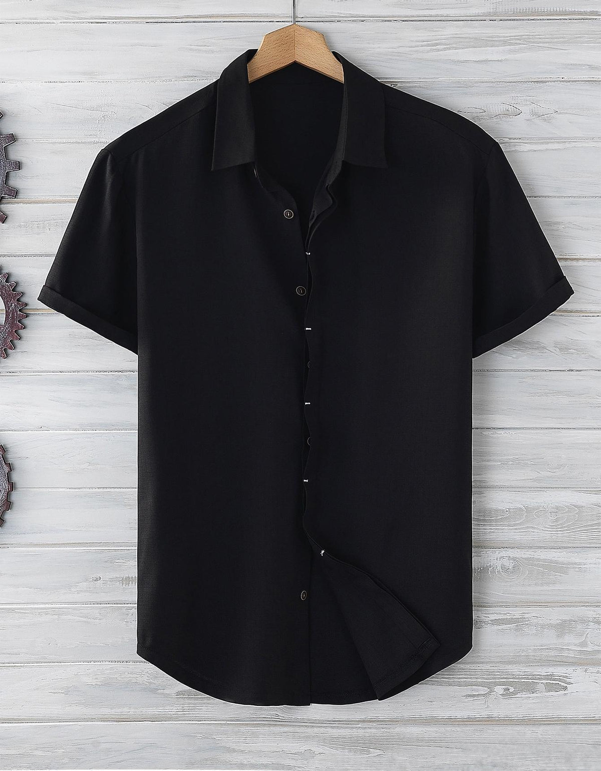 Men's Short Sleeve Loose Solid Color Shirt