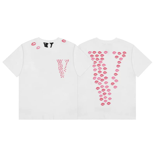 Vlone All-Over Kiss Marks Graphic T-Shirt - White/Red Hover Image