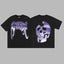 Revenge Purple & Silver Gradient Arch Logo & Broken Skull Graphic Short Sleeve T-Shirt Black