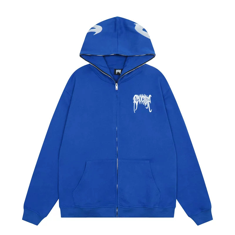 Revenge Gothic Arch Logo Zip-Up Hoodie - Royal Blue