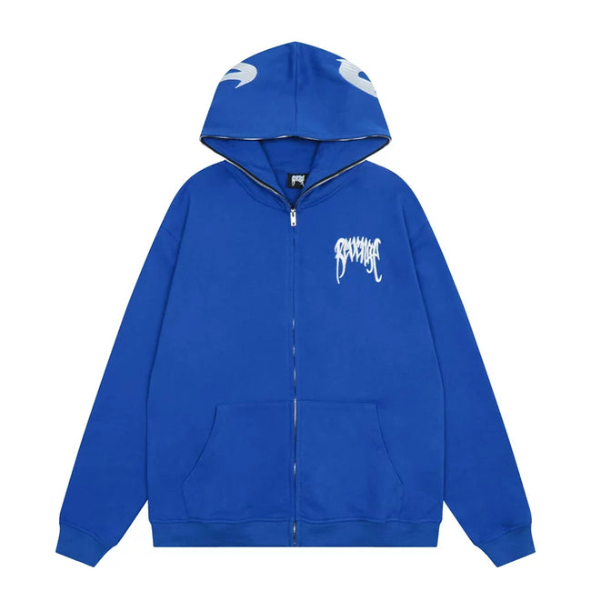 Revenge Gothic Arch Logo Zip-Up Hoodie - Royal Blue Hover Image