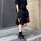 Vlone Gothic Logo Graphic Sweatshorts - Black/Orange