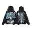 Streetwear Graphic Skeleton Full-Zip Hoodie - Black/Blue