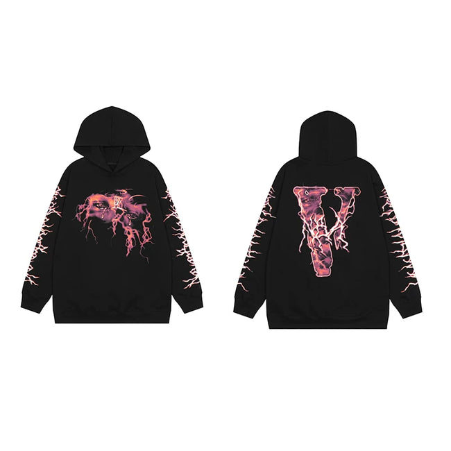 Vlone Lava Graphic Hoodie - Black/Pink Hover Image
