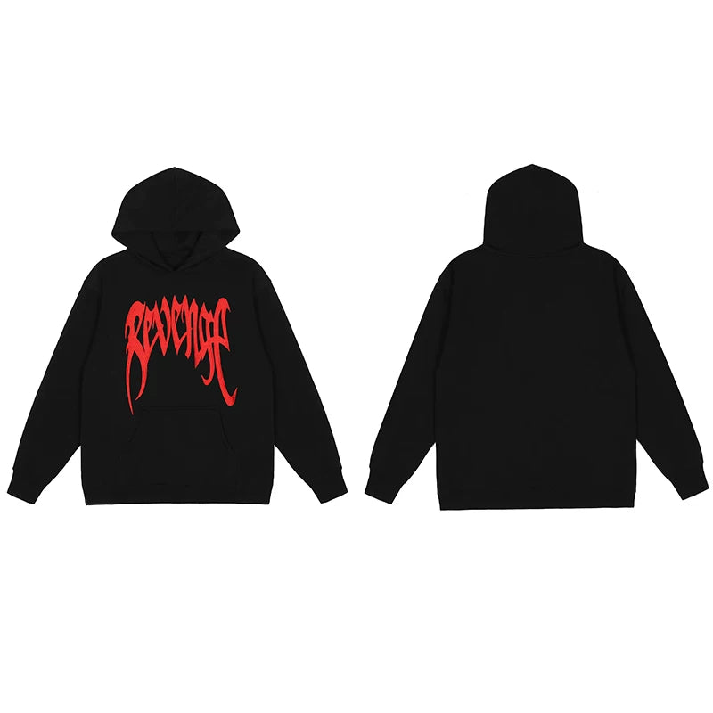 Revenge Black Arch Logo Pullover Hoodie Red