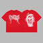 Revenge Smoke & Ink Skull Graphic Short Sleeve T-Shirt  Red
