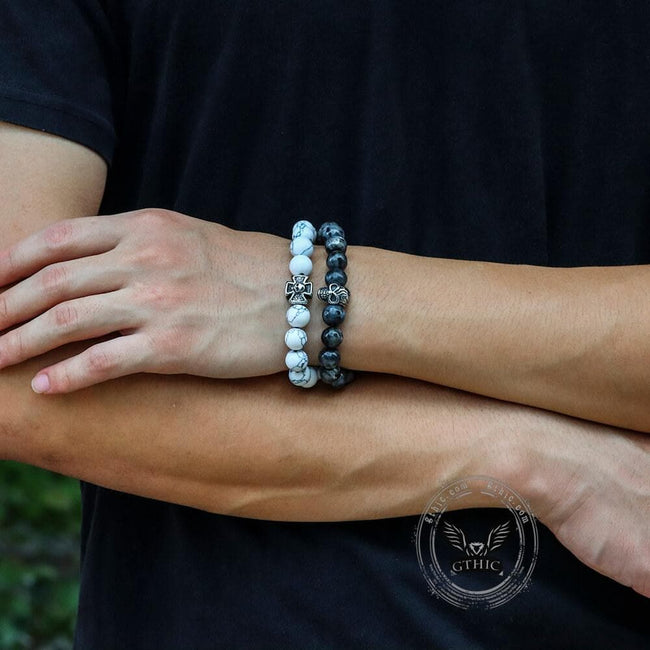 Cross Skull Turquoise Stainless Steel Bracelet Main Image