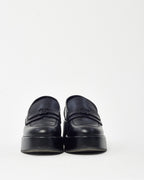 Chanel Black Calfskin Leather Black CC Coco Mark Platform Loafers - 38
