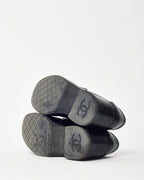 Chanel Black Calfskin Leather Black CC Coco Mark Platform Loafers - 38