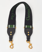 Dior Green & Black Embroidered Canvas Logo Strap