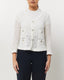 Chanel White Perforated Crochet Knit CC Logo Button Cardigan Sweater - 40