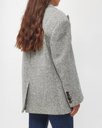 Gucci Grey Chevron Wool Blazer Coat - 44/US L