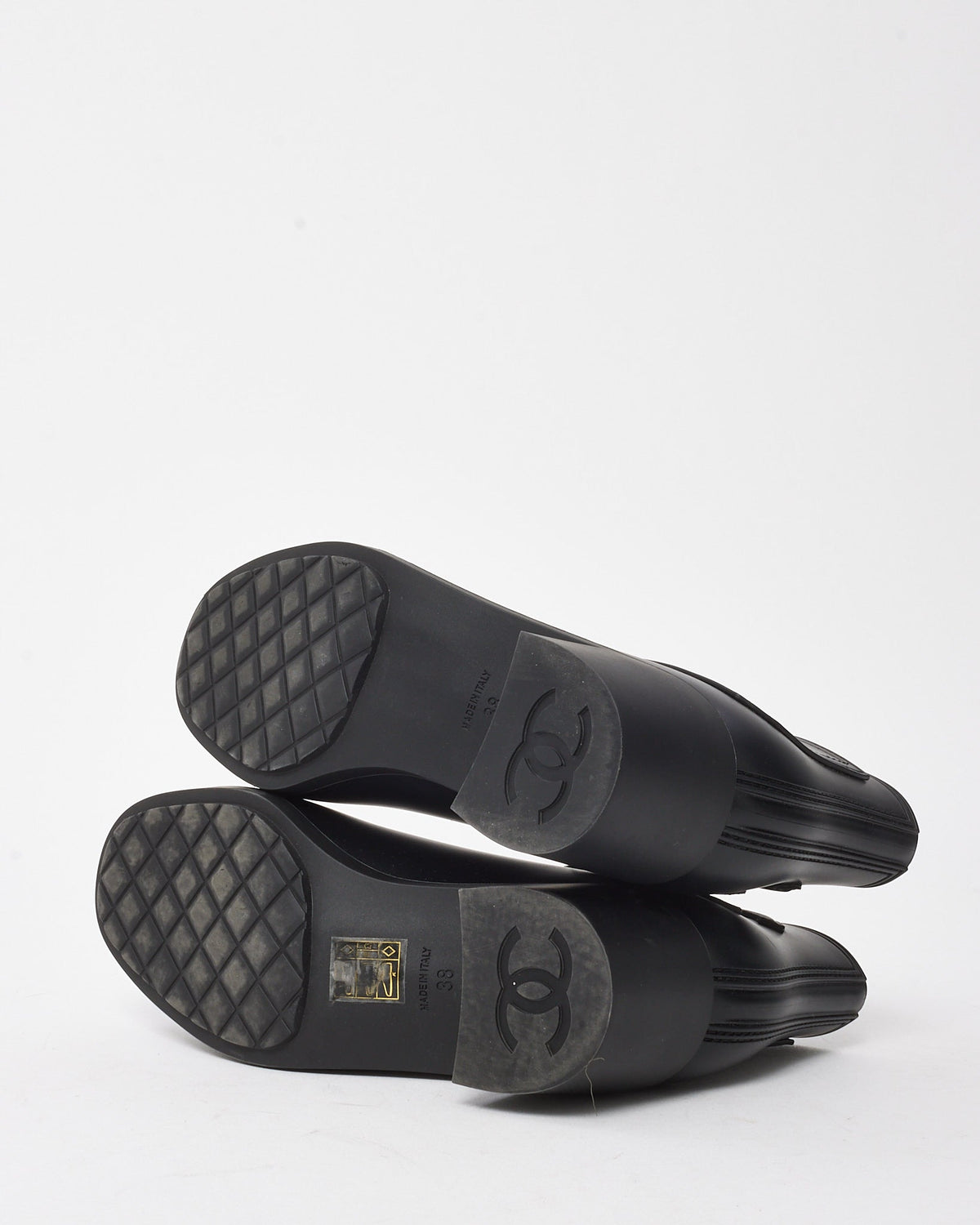 Chanel Black PVC Rubber CC Logo Ankle Booties - 38