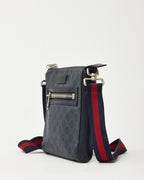 Gucci Black Monogram GG Supreme Canvas Small Messenger Bag