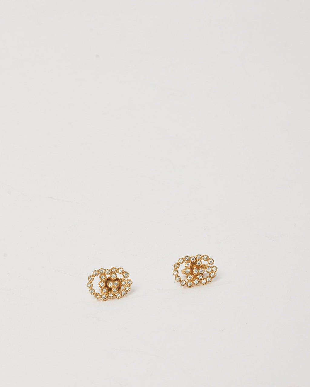 Gucci 18k Gold and Diamond Interlocking GG Stud Earrings