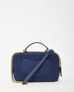 Chanel Blue Quilted Caviar Leather Business Affinity Camera Chain Bag GHW
