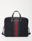 Gucci Black Techno Canvas Web Top Handle Briefcase with Strap